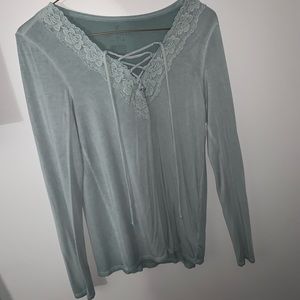American Eagle Soft & Sexy Lace Up Long Sleeve